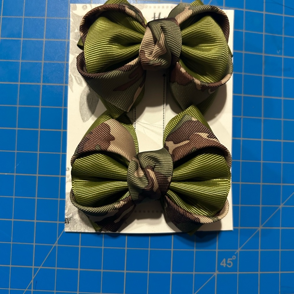 Hand Crafted Camouflage Hair Bows for Kids